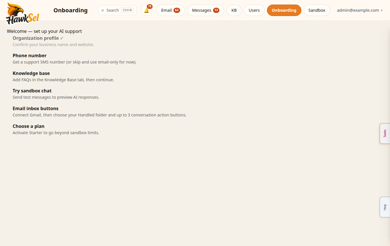 Onboarding steps